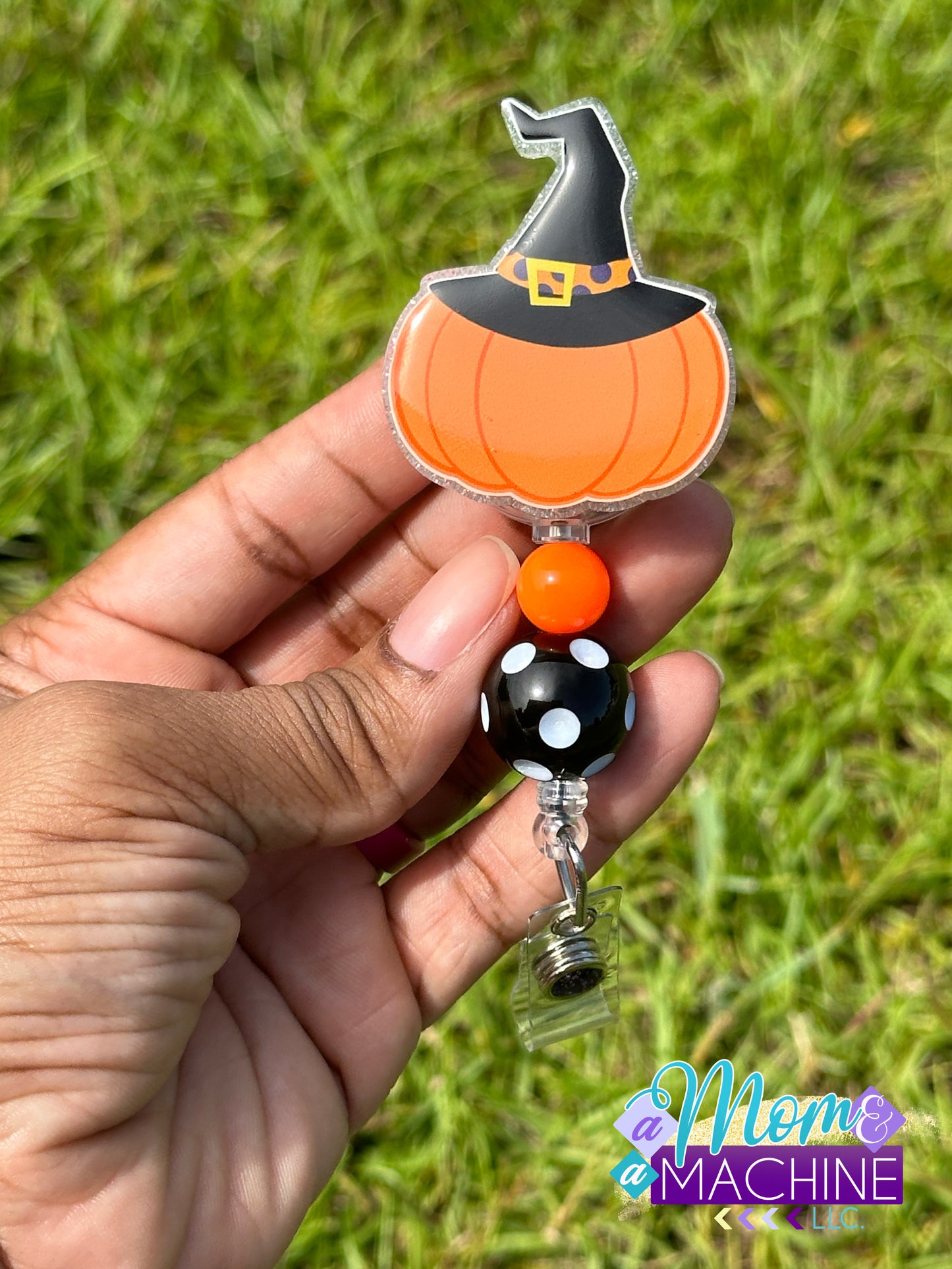 Witch Hat Pumpkin Badge Reel