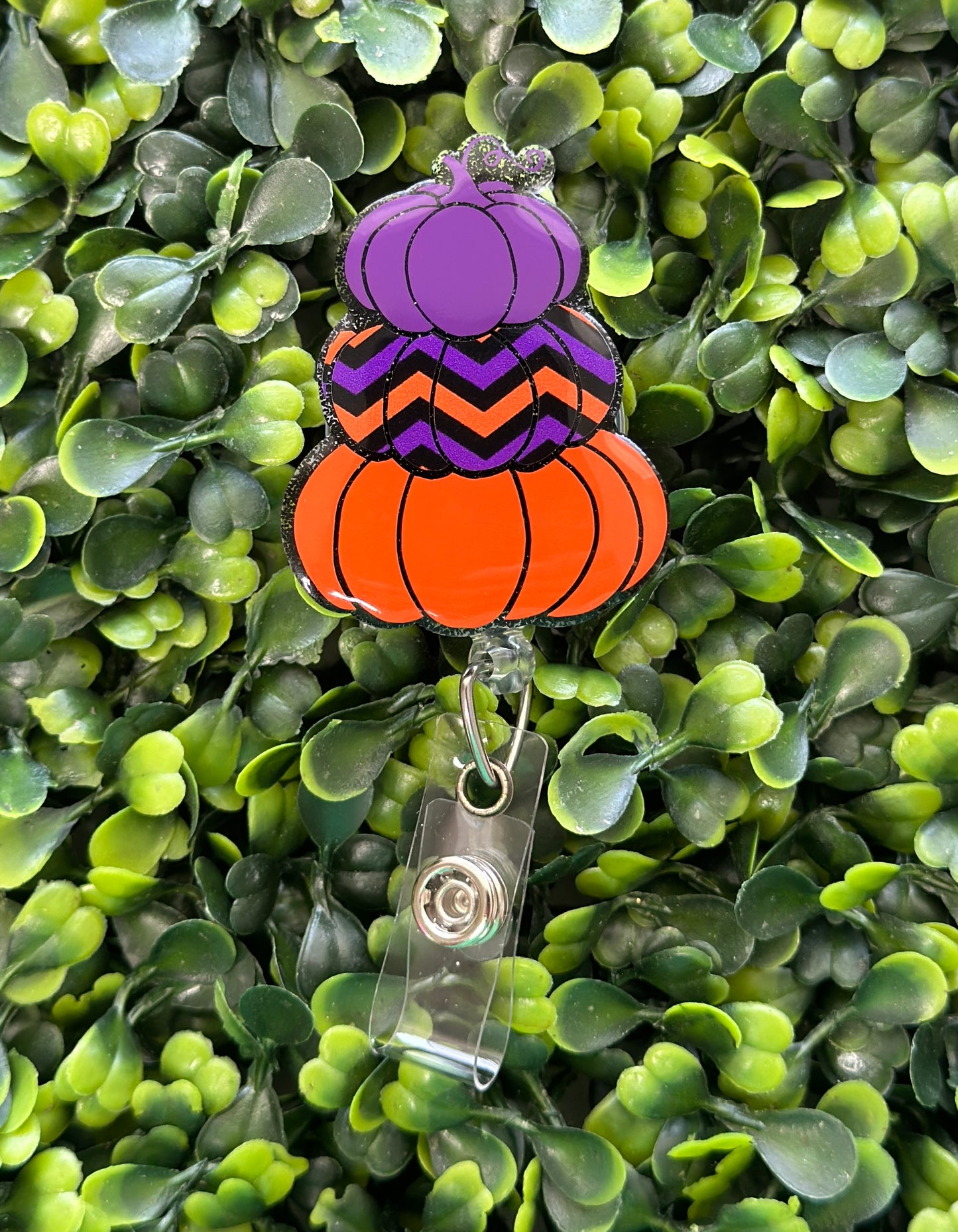 Stacked Pumpkins Badge Reel (Purple)