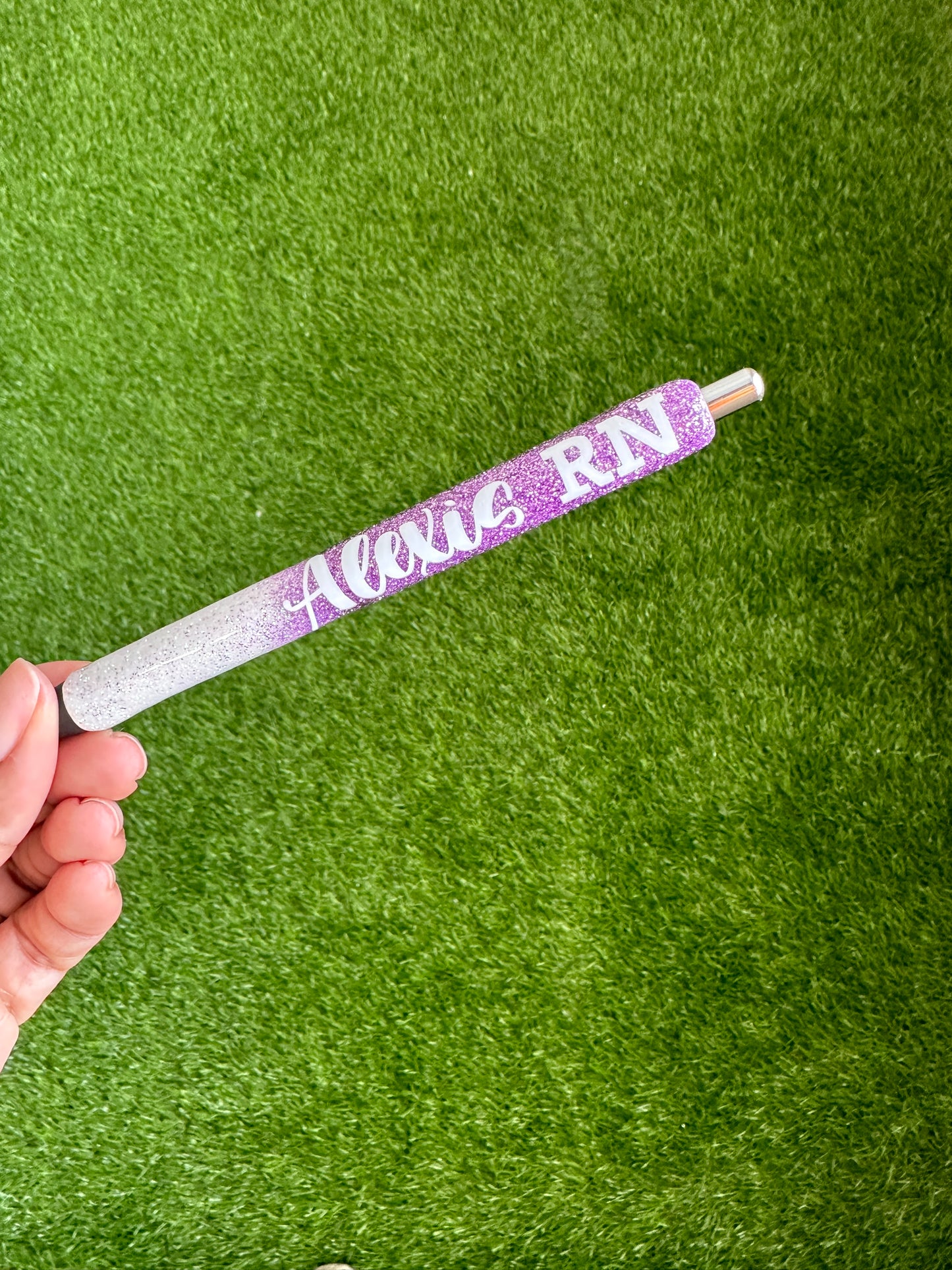 White & Purple Glittered Pen