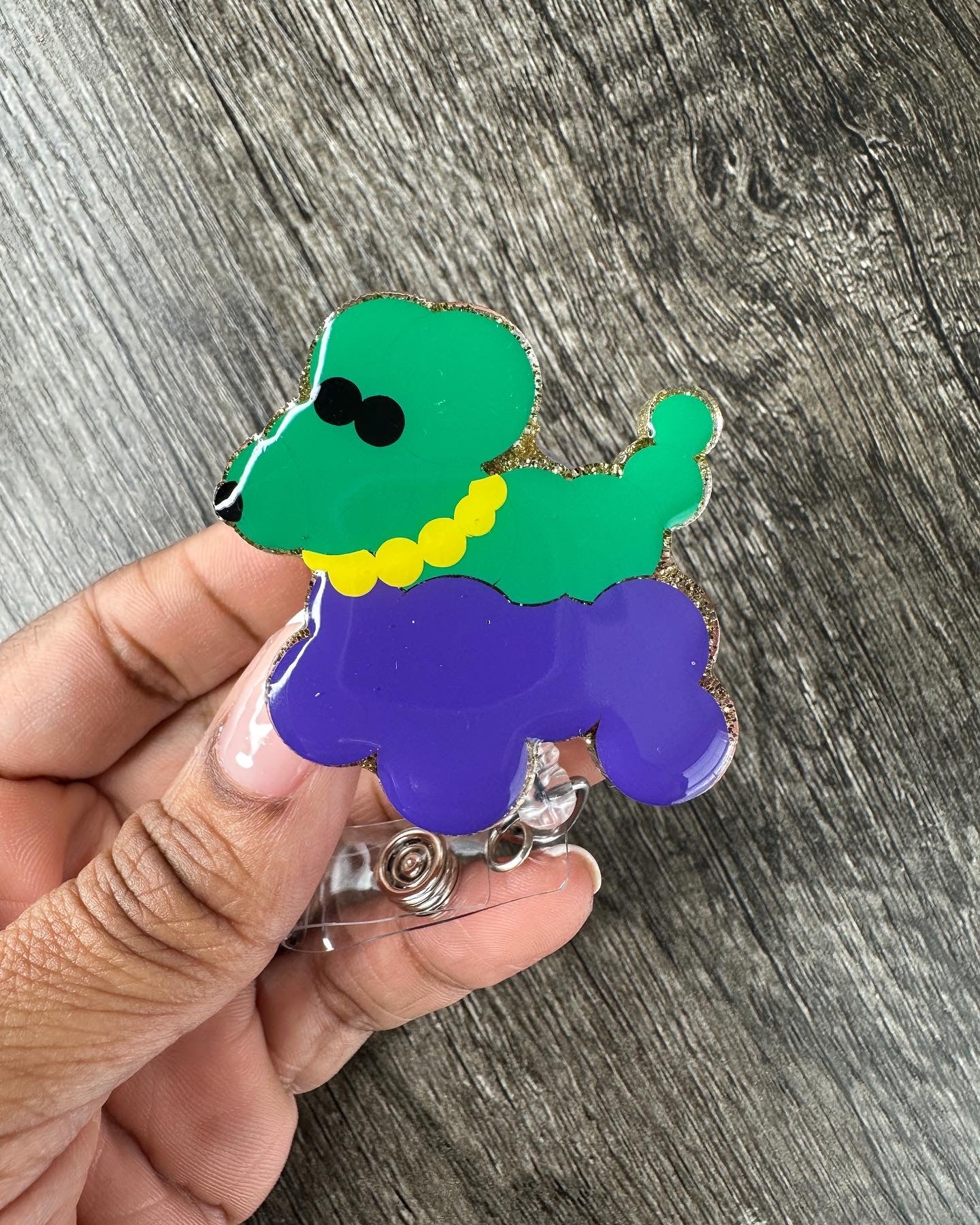 Mardi Gras Dog Badge Reel